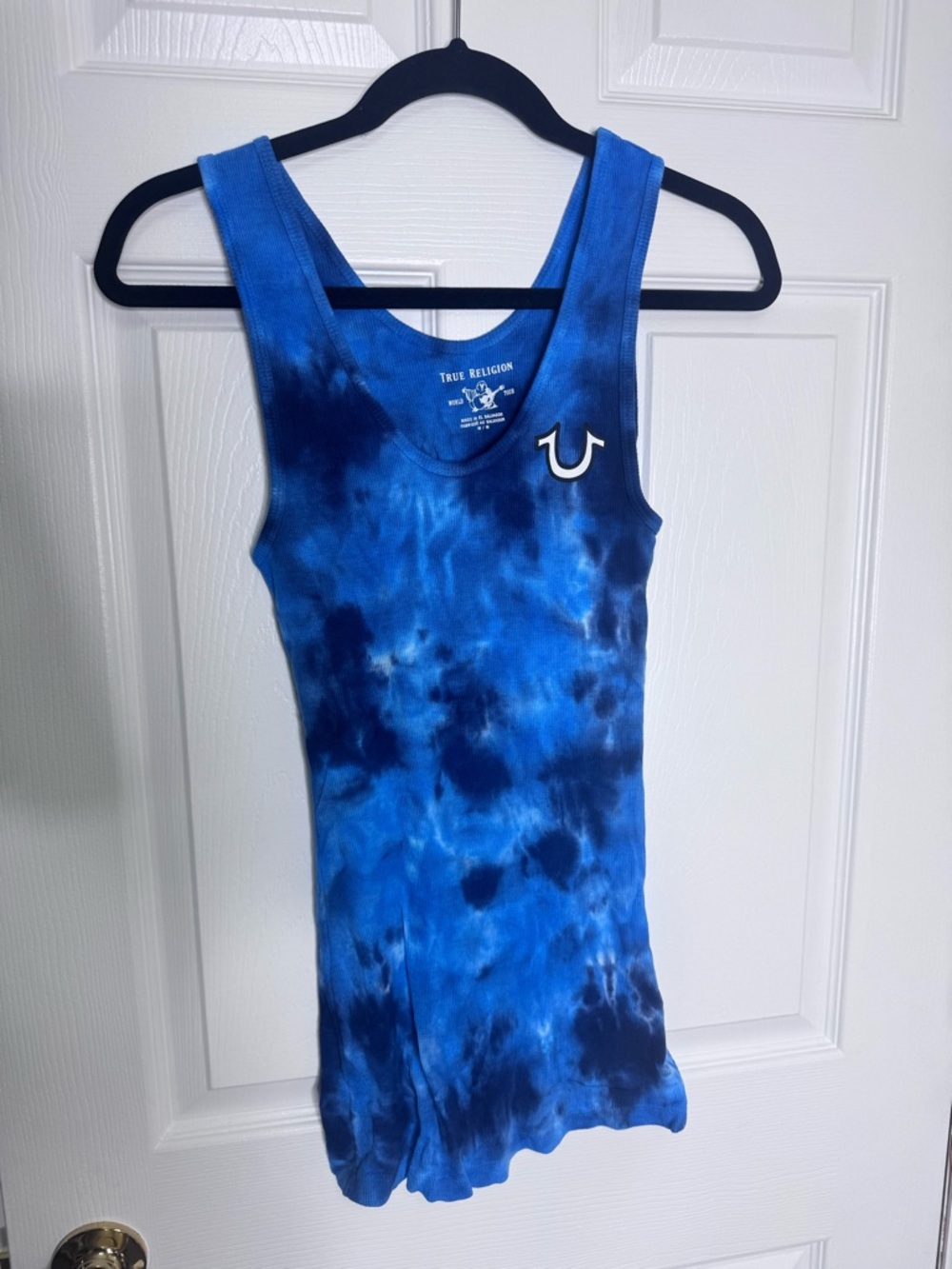 True Religion Blue Tie-Dye Scoop Tank